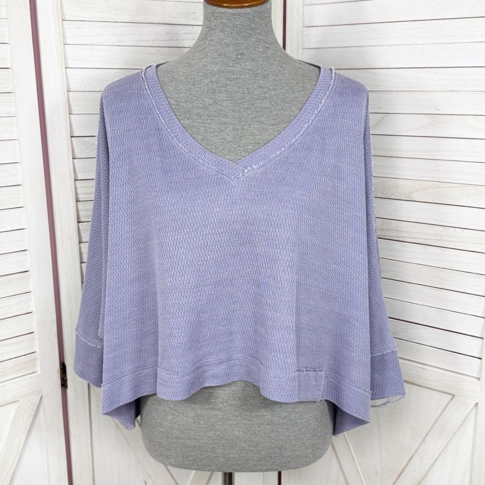We The Free Thermal Dolman Sleeve Slouchy Crop Shirt Lavender Purple XS